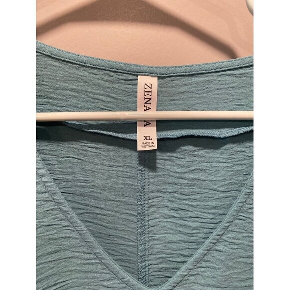Zenana XL Teal Crepe V-Neck Top | Lightweight & Oversized - Picture 2 of 6